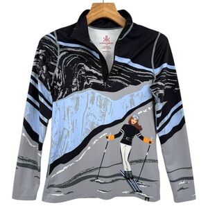 Krimson Klover Elevation Top Baselayer Quarter Zip Skier Mountain Print Size XS